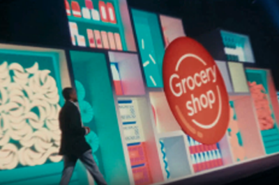 Abstract 3D composition of pure white geometric shapes cubes spheres cylinders arranged artistically in a white studio Vibrant streams of liquid color-1