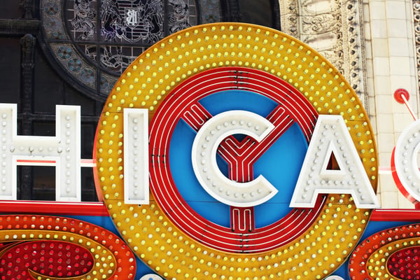 Chicago sign off-center and only showing the HICA