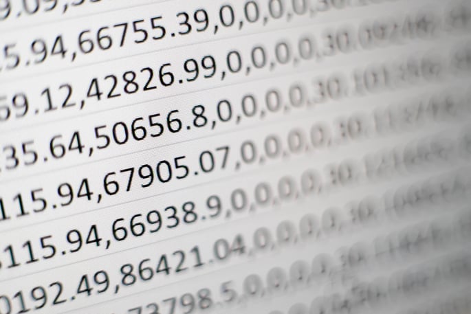 big data numbers on a spreadsheet